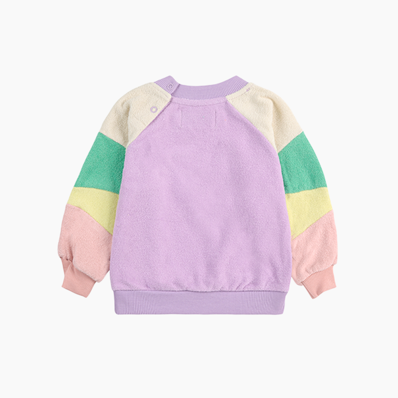SWEATSHIRT LILA COLOR BLOCK TERRY CLOTH LAVENDER