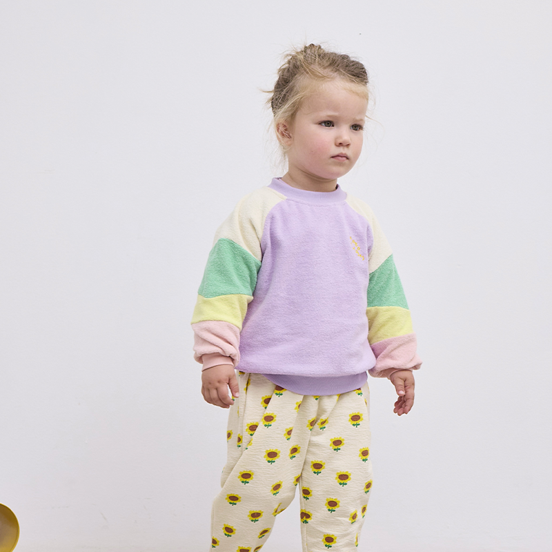 SWEATSHIRT LILA COLOR BLOCK TERRY CLOTH LAVENDER